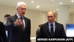 Мэр Москвы Сергей Собянин и президент РФ Владимир Путин